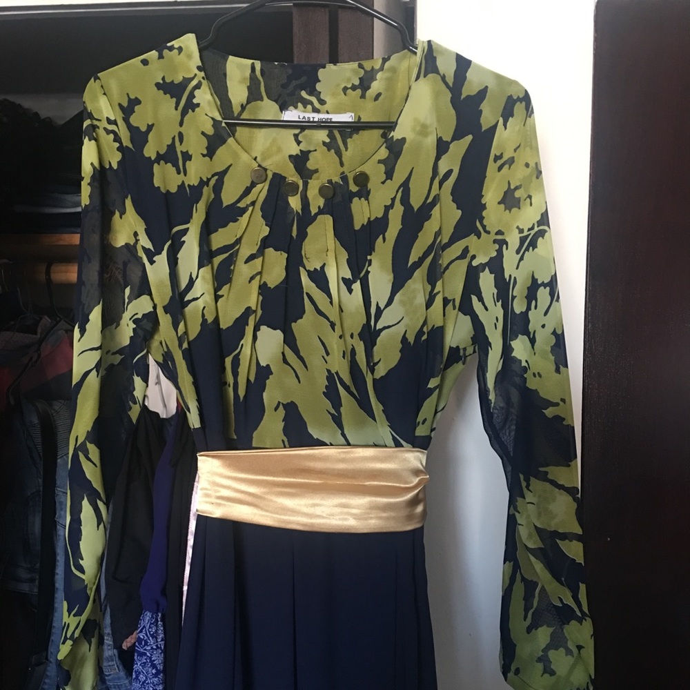 Navy blue and green dress